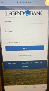 Online banking log in page
